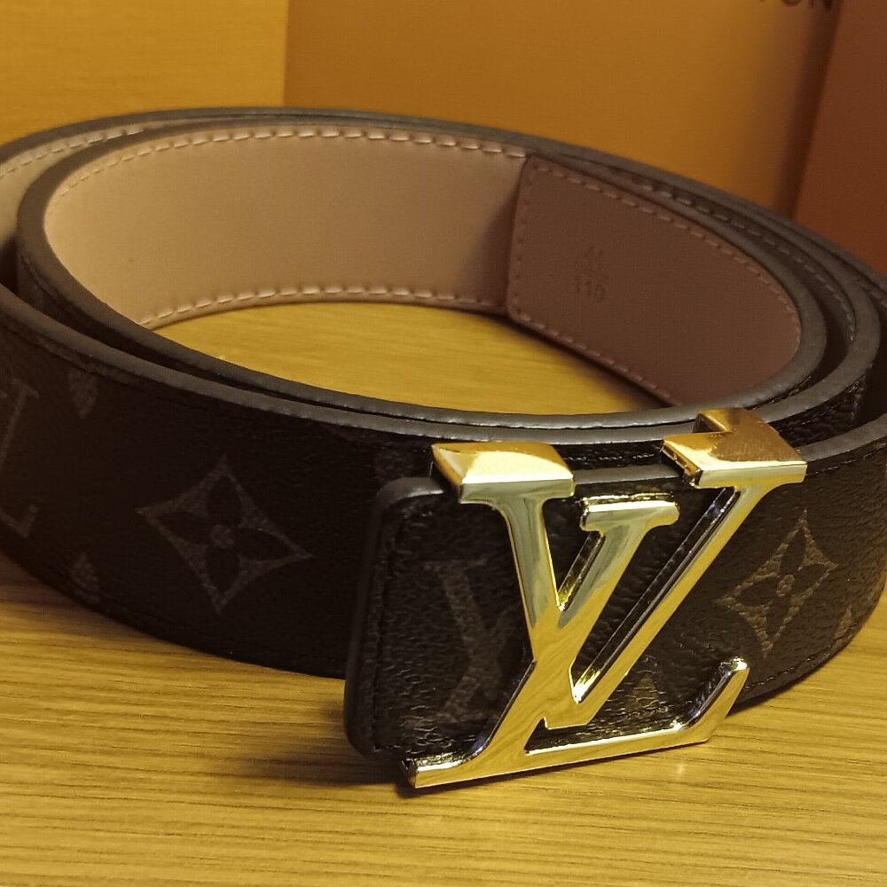 Louis Vuitton (GOLD) (BLACK) (SILVER) 33-35 Size Monogram Leather Belt & BOX - Picture 2 of 12